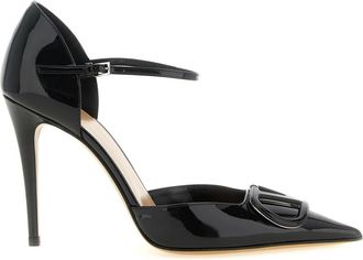 Valentino Garavani Schoenen, Dames, Zwart, 40 EU, Leer, VLogo DOrsay Pomp