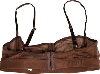 Dolce & Gabbana Brown DG Logo Nylon Mesh Balconette Bra Womens Underwear