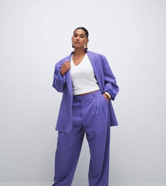 Asos Curve - Pantaloni sartoriali ampi affusolati viola
