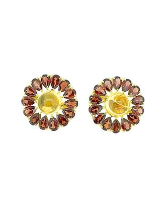 Arthur Marder Fine Jewelry 18K Gold Over Silver Gemstone Flower Studs