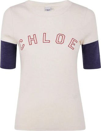 Chloé Top con ricamo logo - Bianco