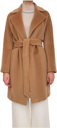 Max Mara Scire Coat - Dames - Jas met riem - Bruin - 2XL - Wol - Jassen