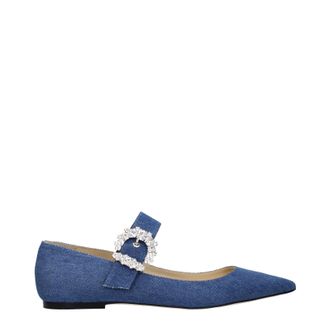 Jimmy Choo London Cheri Ballerina Damens Stoff Blau/Denim