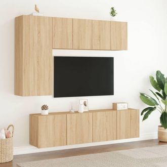 Berkfield Home Versatile 5 Piece TV Wall Units Sonoma Oak Engineered Wood in Light Oak