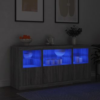 vidaXL Vidaxl - Aparador Con Luces Led Gris Sonoma 142,5x37x67 Cm