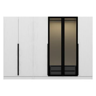 Dmora Armario Grande Roviano, Ropero Dormitorio Perchero, 10 Estantes, Puertas Abatibles, 270x210h Cm Blanco