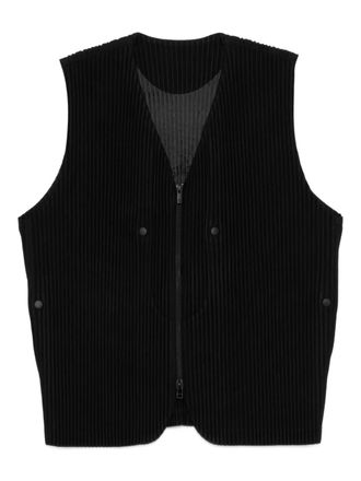 Homme Plissé Issey Miyake Gilet Quarry con zip - Nero
