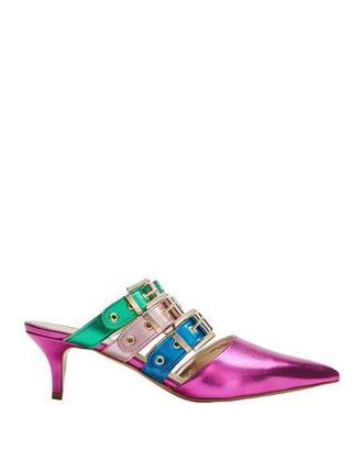 8 by YOOX METALLIC TRIPLE BUCKLE MULES