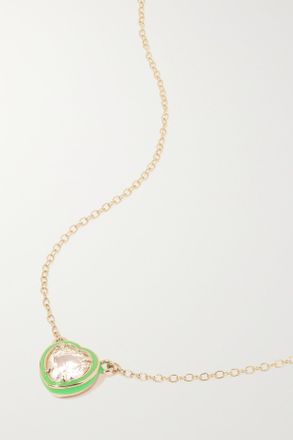 Alison Lou Heart 14-karat Gold, Topaz And Enamel Necklace - Oro
