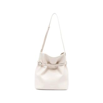 Emporio Armani Shoulder Bags, female, White, Size: ONE SIZE Smooth Leather Bucket Bag