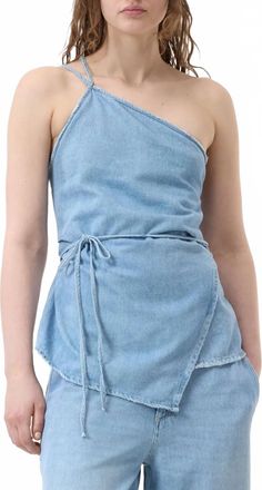 Closed Wrap-Design Top In Light Denim