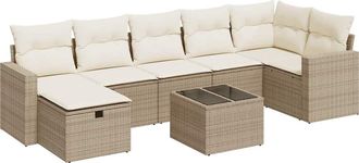 vidaXL Vidaxl - Set Divano Da Giardino 8 Pz Con Cuscini Beige In Polyrattan