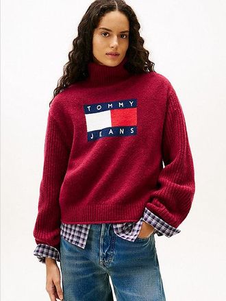 Tommy Hilfiger Tommy Flag Intarsia Relaxed Turtleneck Jumper
