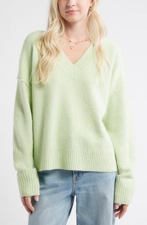 BP. Oversize Cozy V-Neck Sweater in Green Seacrest at Nordstrom Rack, Size X-Large