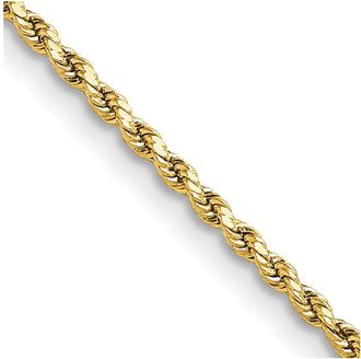 Diamond2Deal 10k Yellow Gold 2mm Semi-solid Diamond-Cut Rope Chain Necklace