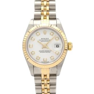 Rolex Pre-owned Datejust Roestvrij Staal Geelgoud Horloge - Dames - Vintage Horloges - Wit - ONE Size - Vintage