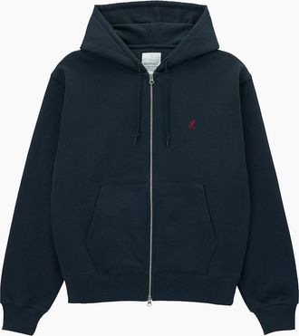 Gramicci Mens Gramicci One Point Zip Hooded Sweatshirt - Grey/Black - Size: 38