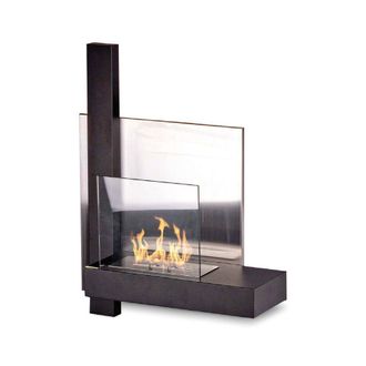 Dmora Dmora - Chimenea De Bioetanol Bern, Chimenea Ecol&oacute;gica, Hogar Sin Humo, Calefactor De Etanol, Made In Italy, 65x23 H75 Cm, Negro