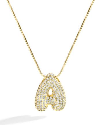 Mint & Lily Pave Bubble Initial Necklace in 18K Gold /Letter A at Nordstrom