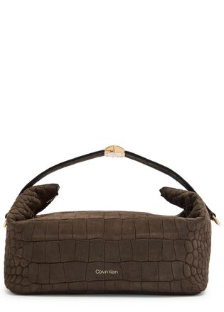 Calvin Klein Andy Crocodile-effect Nubuck top Handle bag - Brown - One Size