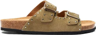 Scarosso Hopi stud-embellished suede sandals - men - Calf Suede/Rubber/Calf Suede/Calf Leather - 44 - Green