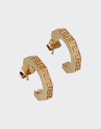 Versace Womens Greca Mini Hoop Earrings Gold - Size: O/S