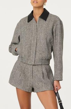 ASTR the Label Nelly Herringbone Jacket in Grey Herringbone at Nordstrom Rack, Size Medium