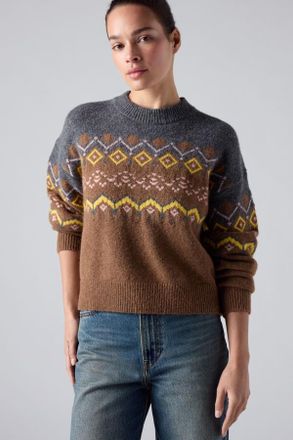 Levi's Charlotte Fairisle Crewneck Sweater - Mujer - XS - Multicolor / Chloe Fairisle V3 Camel Heather
