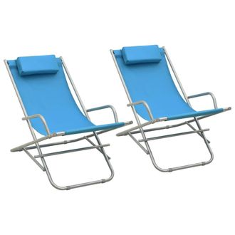 vidaXL Sillas Mecedoras 2 Unidades Acero Azul Vidaxl