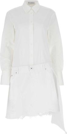 J.W.Anderson Jw Anderson White Poplin And Denim Dress