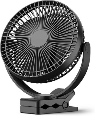 No Brand Ventilador De Pinza Recargable - 3 Velocidades, Ajustable 360&deg;, Con Clip, Ideal Para Escritorio, Cochecito De Beb&eacute;, Camping Y Dormitorio - Negro
