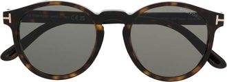 Tom Ford Eyewear tortoiseshell-effect round-frame sunglasses - unisex - Acetate - 51 - Brown