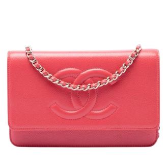 Chanel Pre-owned Wallet on Chain - Dames - Pre-owned - Roze - Maat: ONE Size Leer