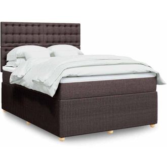 vidaXL Vidaxl - Cama Box Spring Con Colch&oacute;n Tela Marr&oacute;n Oscuro 140x190 Cm