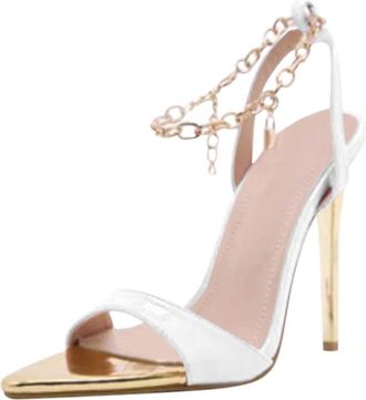 Generic Elegant Womens High Heel Sandals Fashion Lace-Up Stiletto Dress Shoes for Ladies Comfortable Breathable Design (White, 4.5)