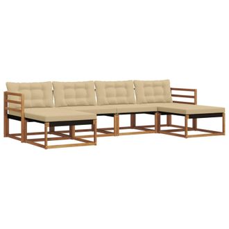 vidaXL Conjunto De Sof&aacute;s De Exterior Con Coj&iacute;n 6 Pcs Natural Y Beige Vidaxl