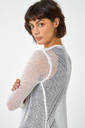 Roman Textured Pointelle Detail Shrug