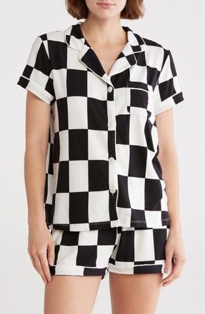 Tart Dixie Brushed Jersey Top & Shorts Pajamas in Large Checkerboard Blk White at Nordstrom Rack, Size X-Large
