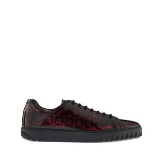 Ferragamo Gancini-Print Calf Leather Sneaker - Red