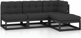 vidaXL Vidaxl - Juego De Muebles De Jard&iacute;n 4 Pzas Y Cojines Madera Pino Maciza