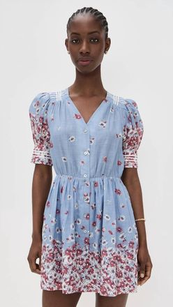 Sea New York Whitney Print Puff Mini Dress In Blue