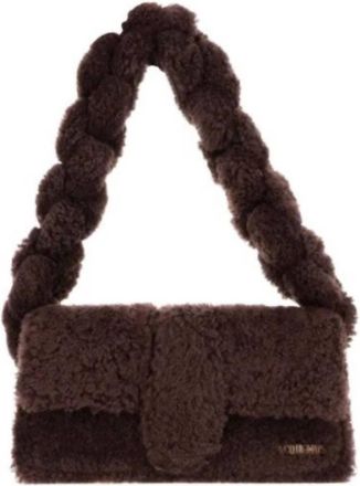 Jacquemus Womens Le Bambidou Fur Shoulder Bag In Dark Brown