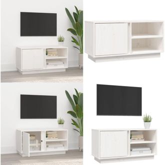 vidaXL Mobile Porta TV Bianco 80x35x40,5 cm in Legno Massello di Pino - Mobile TV - Mobile TV in pino