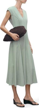 Mango Godet Pleat Dress in Green at Nordstrom, Size 10