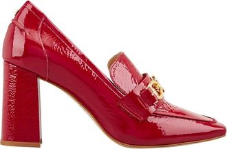 Cosmoparis Schoenen, Dames, Rood, 38 EU, Leer, Trendy Hakken Loafer Zilana