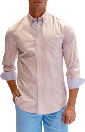 Tailorbyrd Heritage Stripe Print Long Sleeve Cotton Button-Down Shirt in Orange at Nordstrom Rack, Size Xx-Large