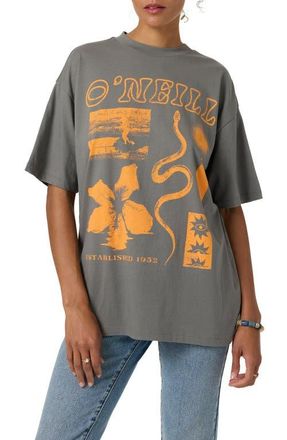 O'Neill Tropic Meltdown Oversized Graphic T-Shirt in Gargoyle at Nordstrom, Size Medium