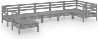 vidaXL 7 Piece Garden Lounge Set Solid Pinewood Grey Vidaxl