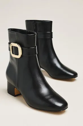 Maeve Buckle Block-Heel Boots