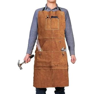OEM Delantal De Carpinter&iacute;a De Cuero, Delantal De Trabajo Con 6 Bolsillos Para Herramientas, Delantal De Soldadura Para Hombres Y Mujeres, Delantal De Tal
